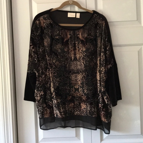 Chico's Tops - Chicos size 3 velour blouse sheer hem. Size 3